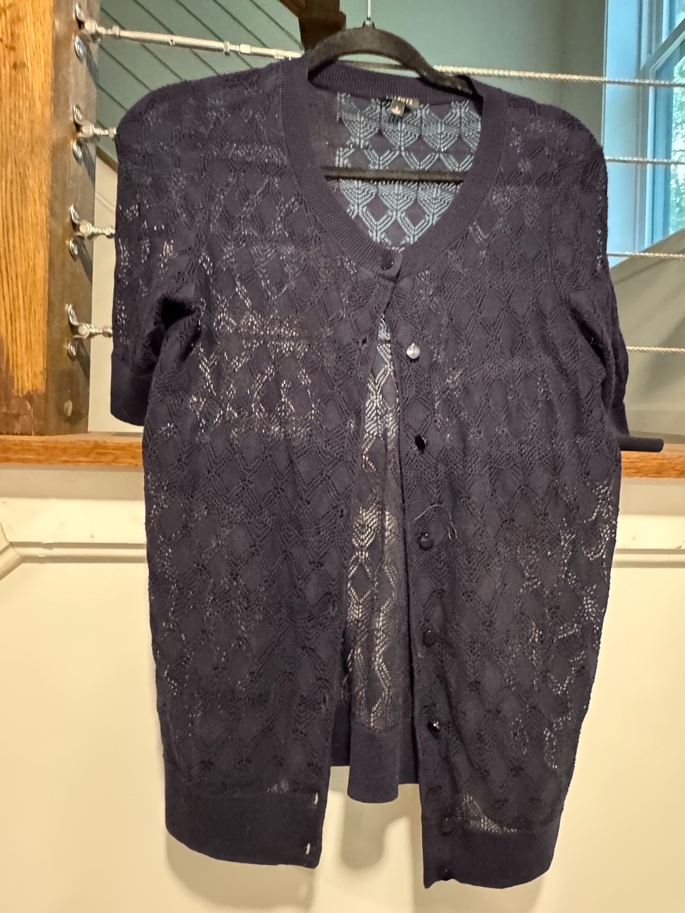 Talbots Navy Openwork Button-Front Women’s Sweater Cardigan small